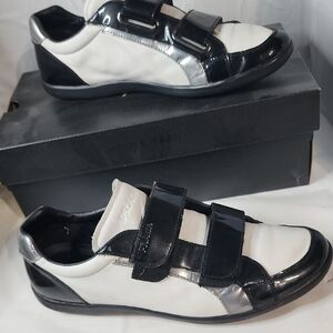 Prada Sport  Low Top Sneakers White Black  Silver   Size US 9 EU 40